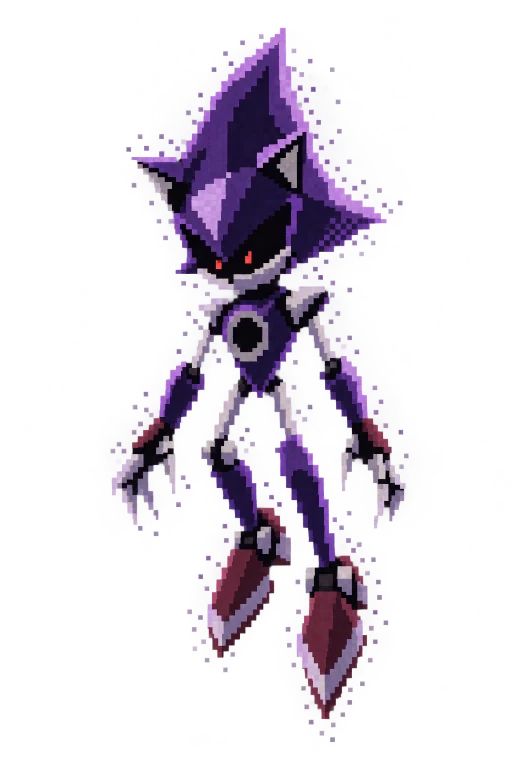 A small violet Metal Sonic pixel sprite with red eyes